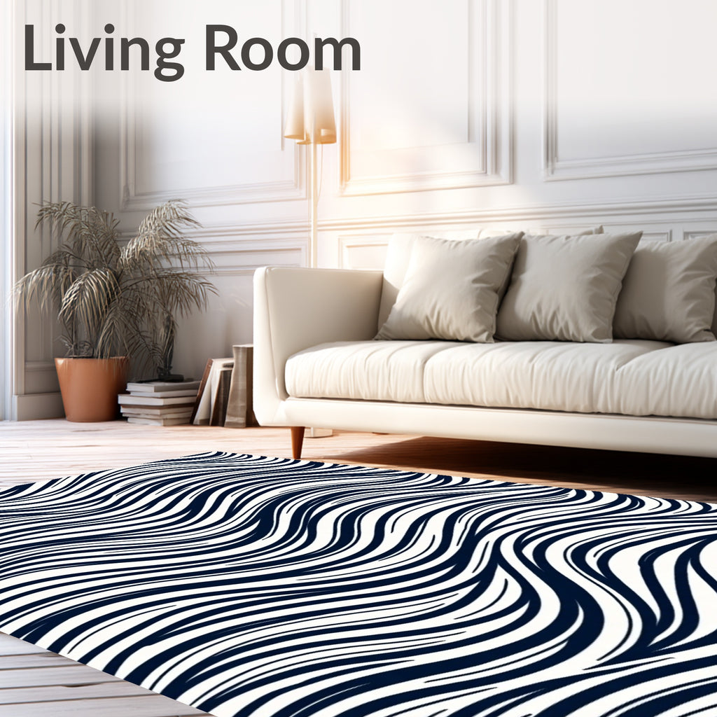 Monochrome Wave Swirl Abstract Rug