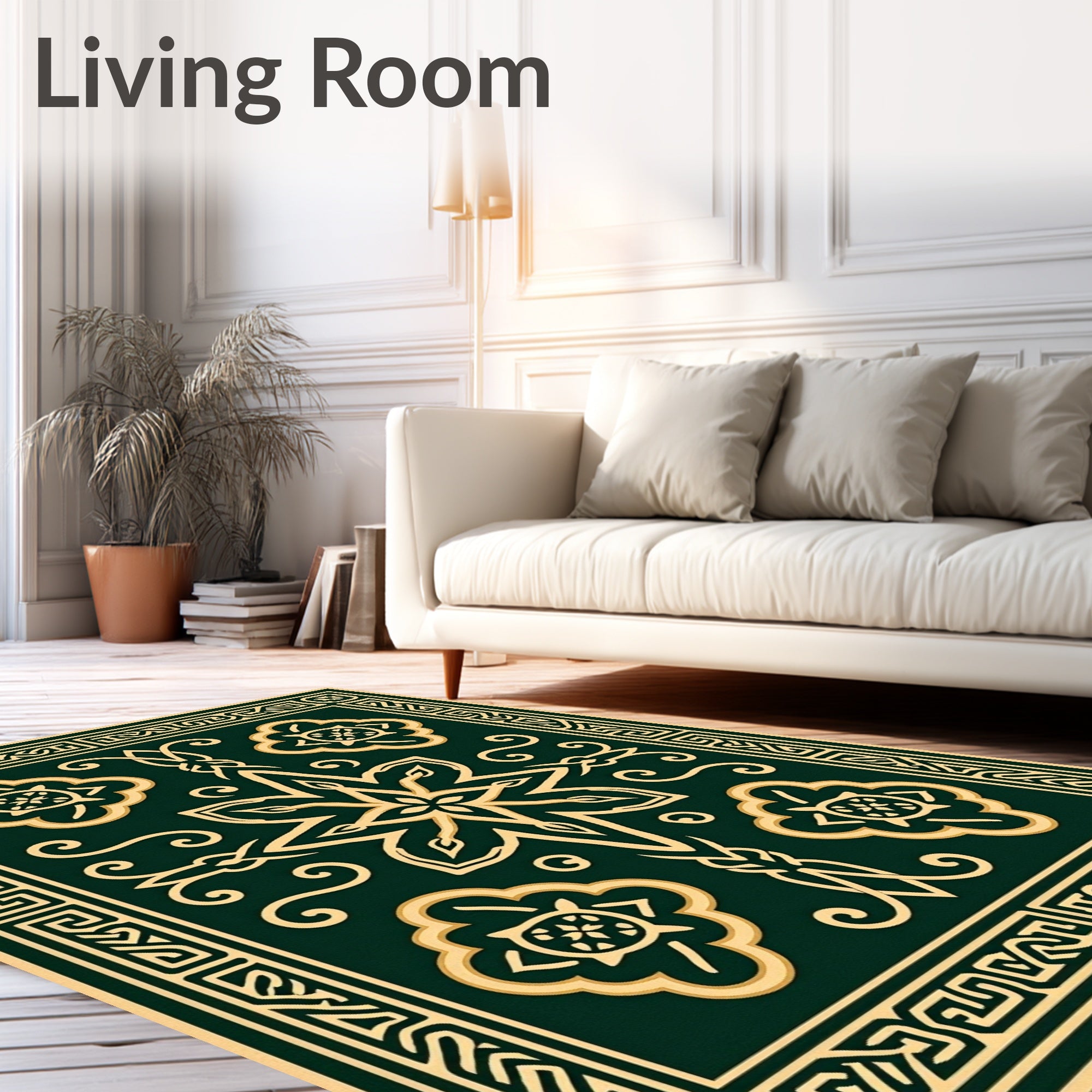 Emerald Gold Celtic Knot Floral Rug