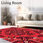 Vibrant Red Paisley Floral Medallion Rug