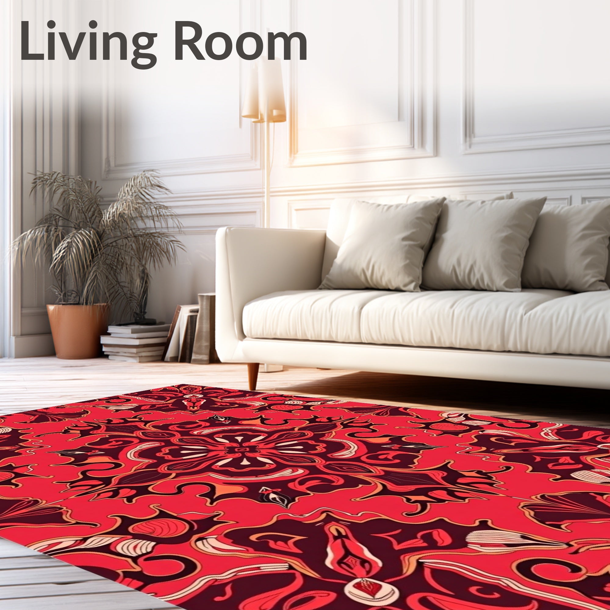 Vibrant Red Paisley Floral Medallion Rug