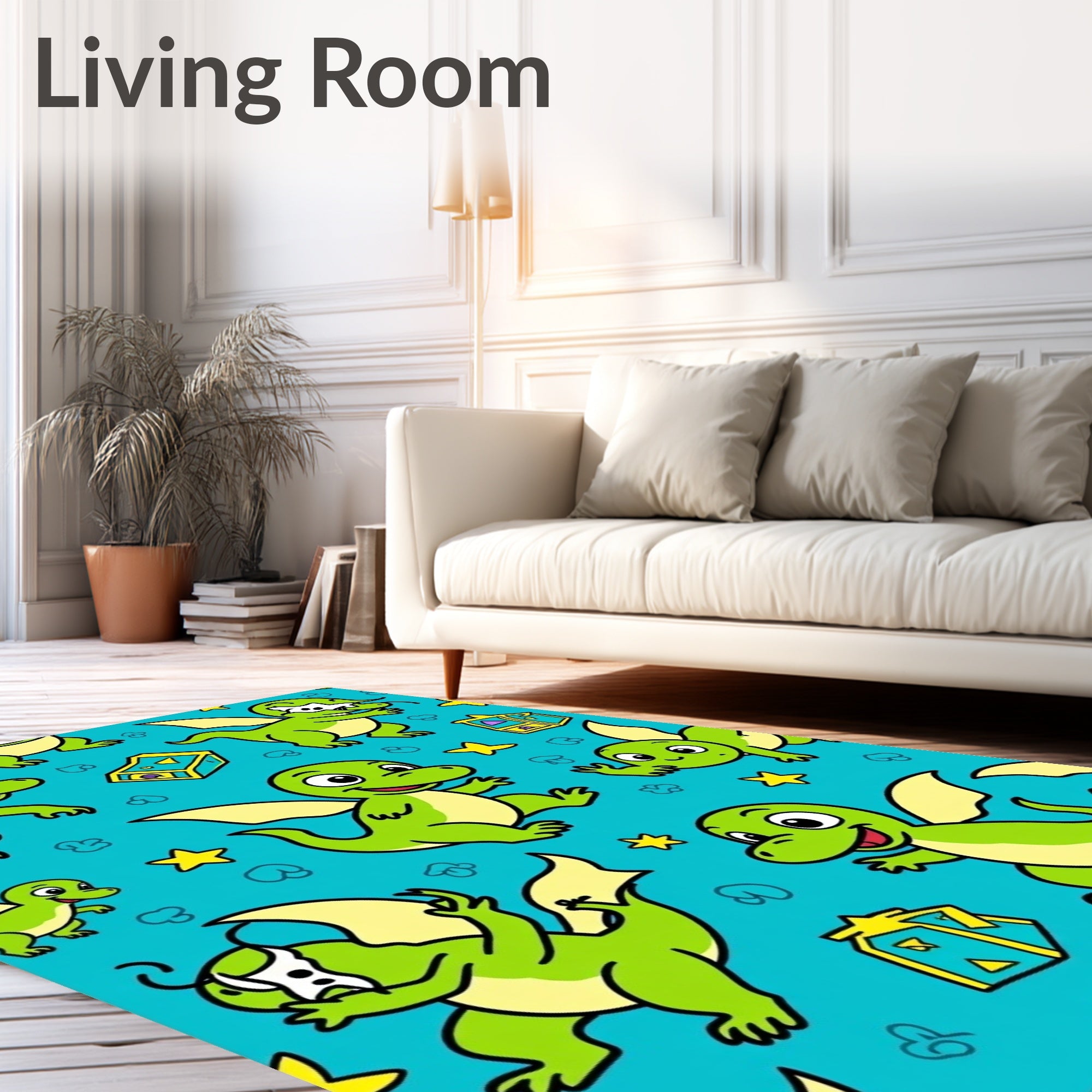 Whimsical Green Dragon Starry Night Rug