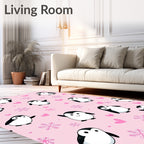 Pink Penguin Hearts Snowflakes Collection Rug