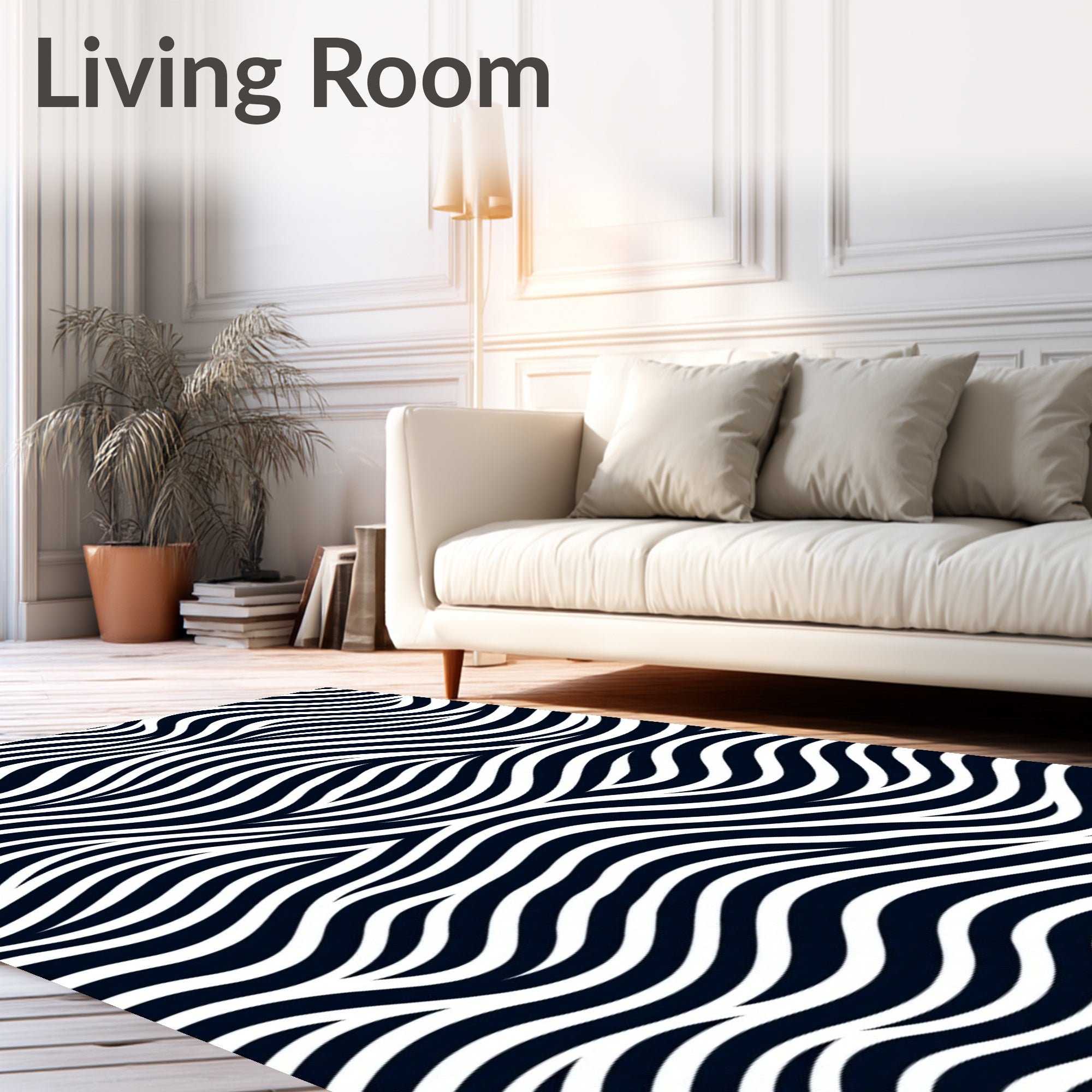Organic Flowing Contrast Lines Rug