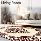 Vintaged Dark Red Floral Symmetry Rug