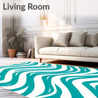 Teal Abstract Wavy Stripe Rug