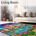 Whimsical Pink Fairy Castle Landscape Rug
