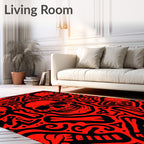 Bold Red Skull Bone Collage Rug