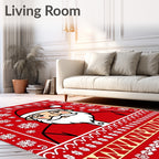 Festive Red Santa Claus Snowflakes Rug
