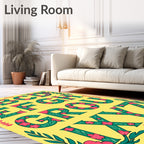 Green Floral Alphabet Letters Rug