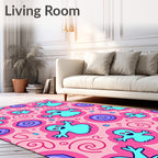Aqua Ghost Funky Pink Swirls Rug