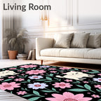 Cute Kitten Floral Botanical Garden Rug