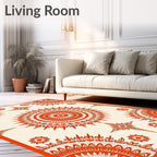 Vibrant Orange Sunburst Medallion Rug