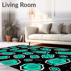 Vibrant Teal Crystal Geometric Burst Rug
