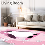 Cute Pink Penguin Snowflakes Background Rug