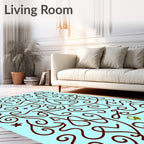 Light Blue Swirling Vine Star Accents Rug