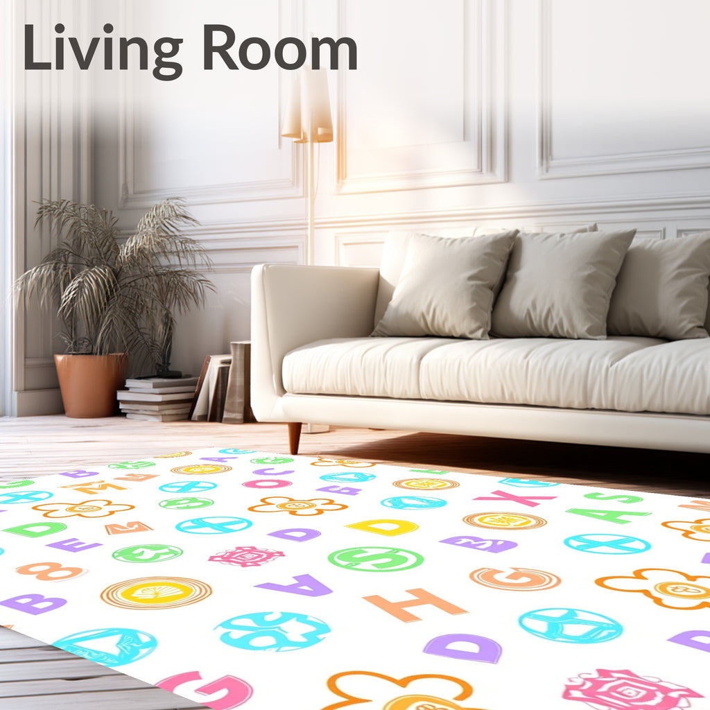 Playful Alphabet Flower Watercolor Rug
