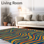 Vibrant Blue Red Yellow Swirl Rug