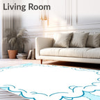 Dreamy Blue Cloud Border Rug