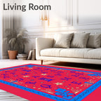 Red Blue Alphabet Star Border Rug
