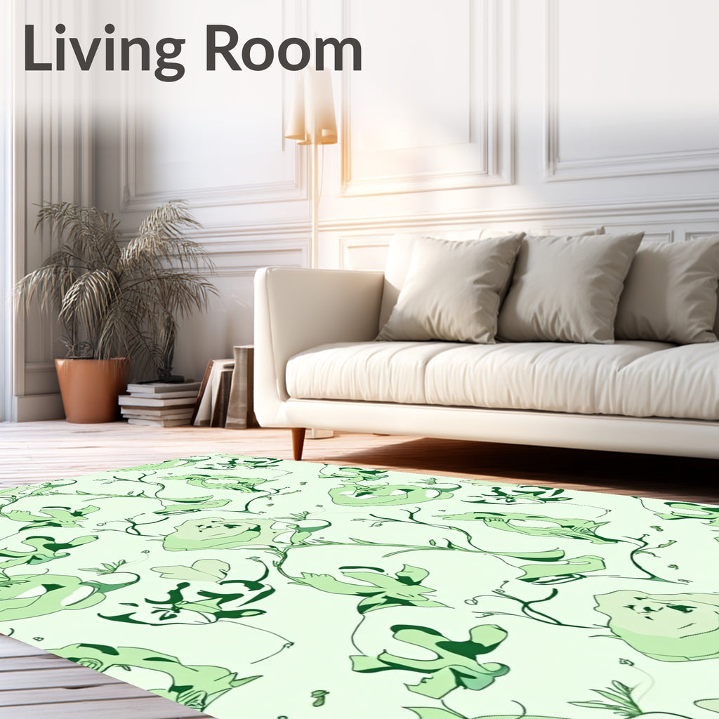 Light Green Organic Abstract Figures Rug