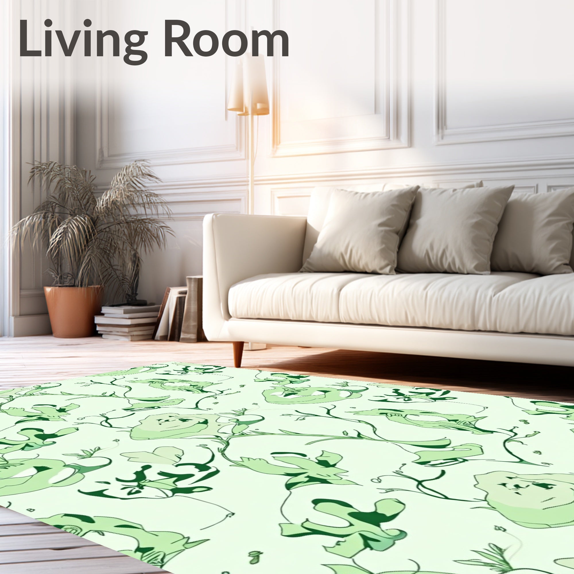 Light Green Organic Abstract Figures Rug