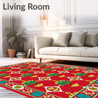 Crimson Emerald Laurel Diamond Border Rug