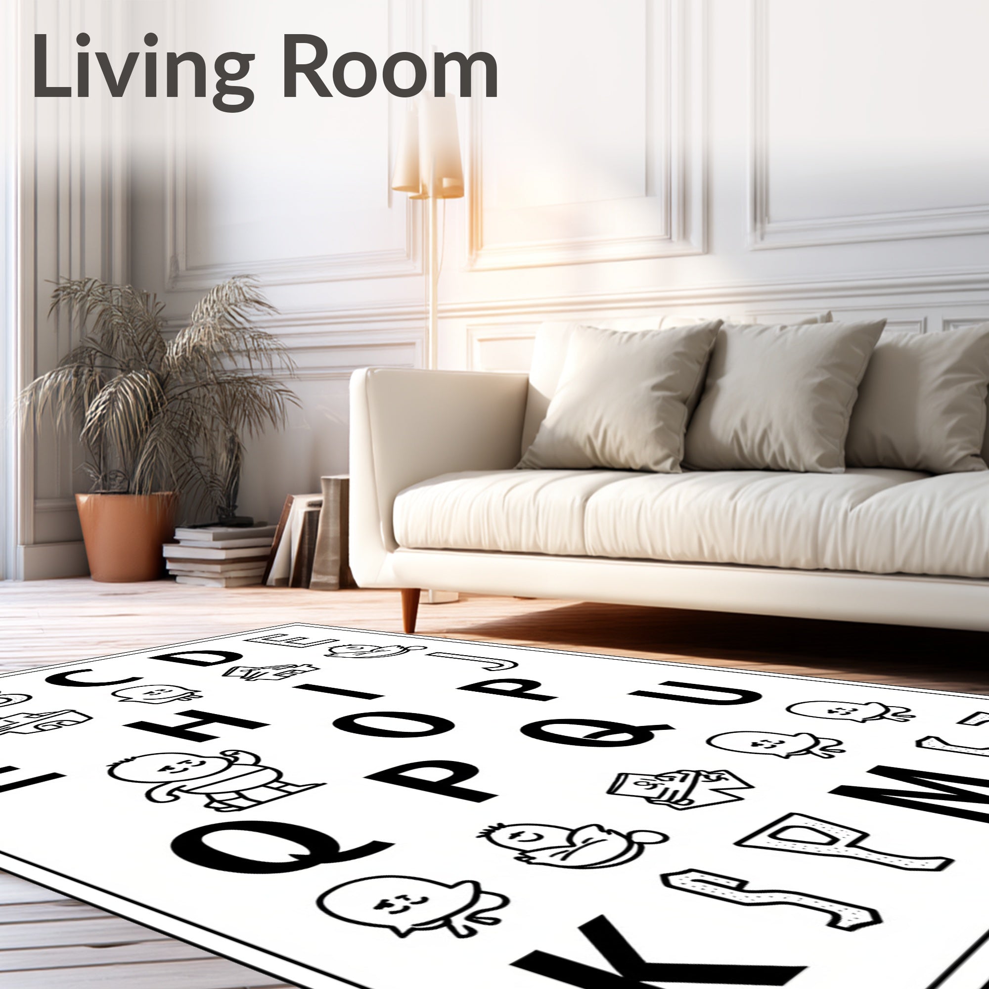 Alphabet Characters And Cute Illustrations Rug