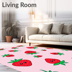 Playful Red Strawberry Patch Rug