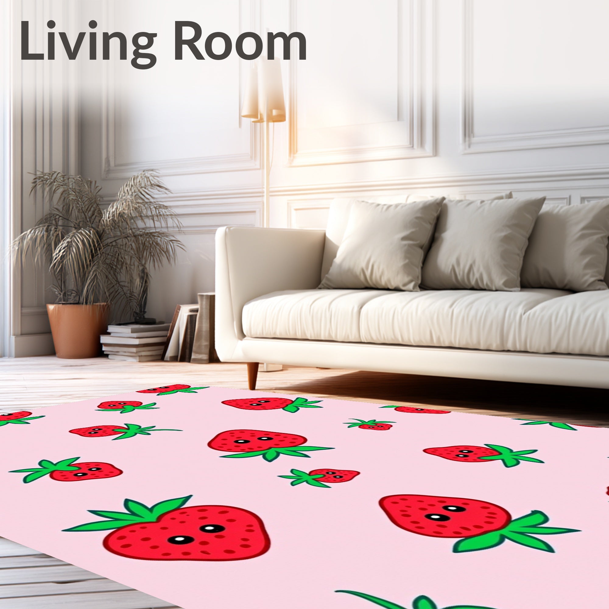 Playful Red Strawberry Patch Rug
