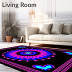 Vibrant Pink Blue Starburst Medallion Rug