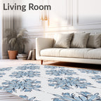 Light Blue Floral Medallion Arrangement Rug