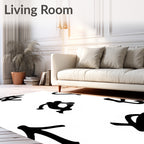 Black Pictogram Action Figures Rug