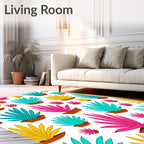 Vibrant Potted Plants Tropical Foliage Rug