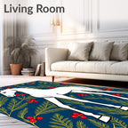 White Horse Holly Berry Navy Rug