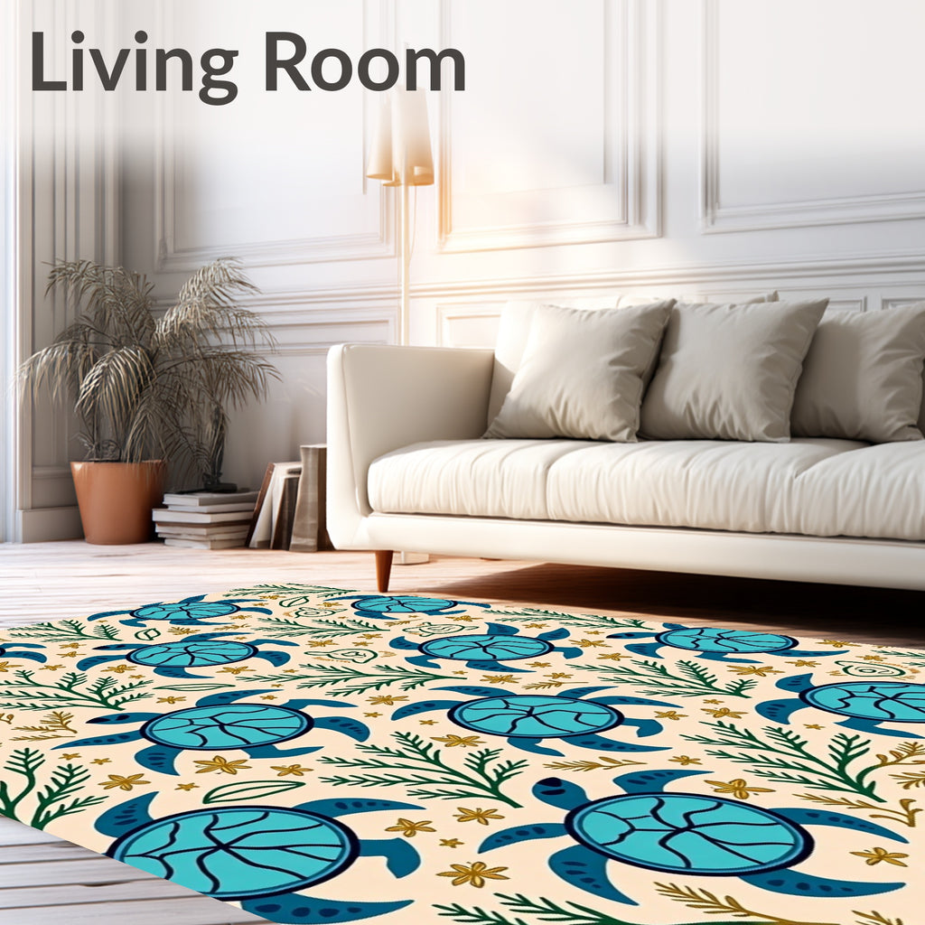 Sea Turtle Coral Garden Rug
