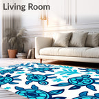 Oceanic Blue Sea Turtle Swirls Rug