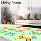 Playful Alphabet Characters Bright Colors Rug