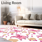 Pink monster polka dot scattered blobs Rug