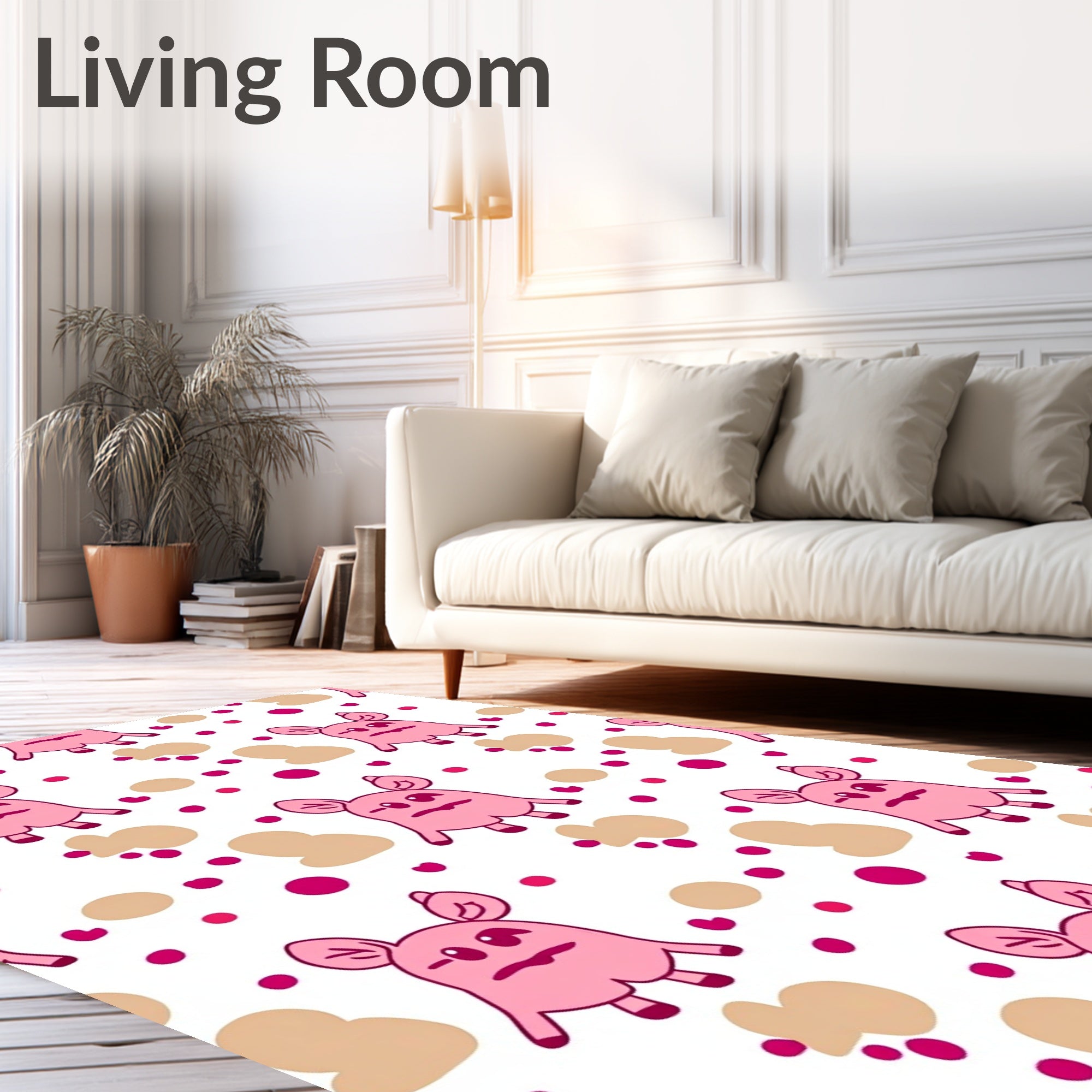 Pink monster polka dot scattered blobs Rug