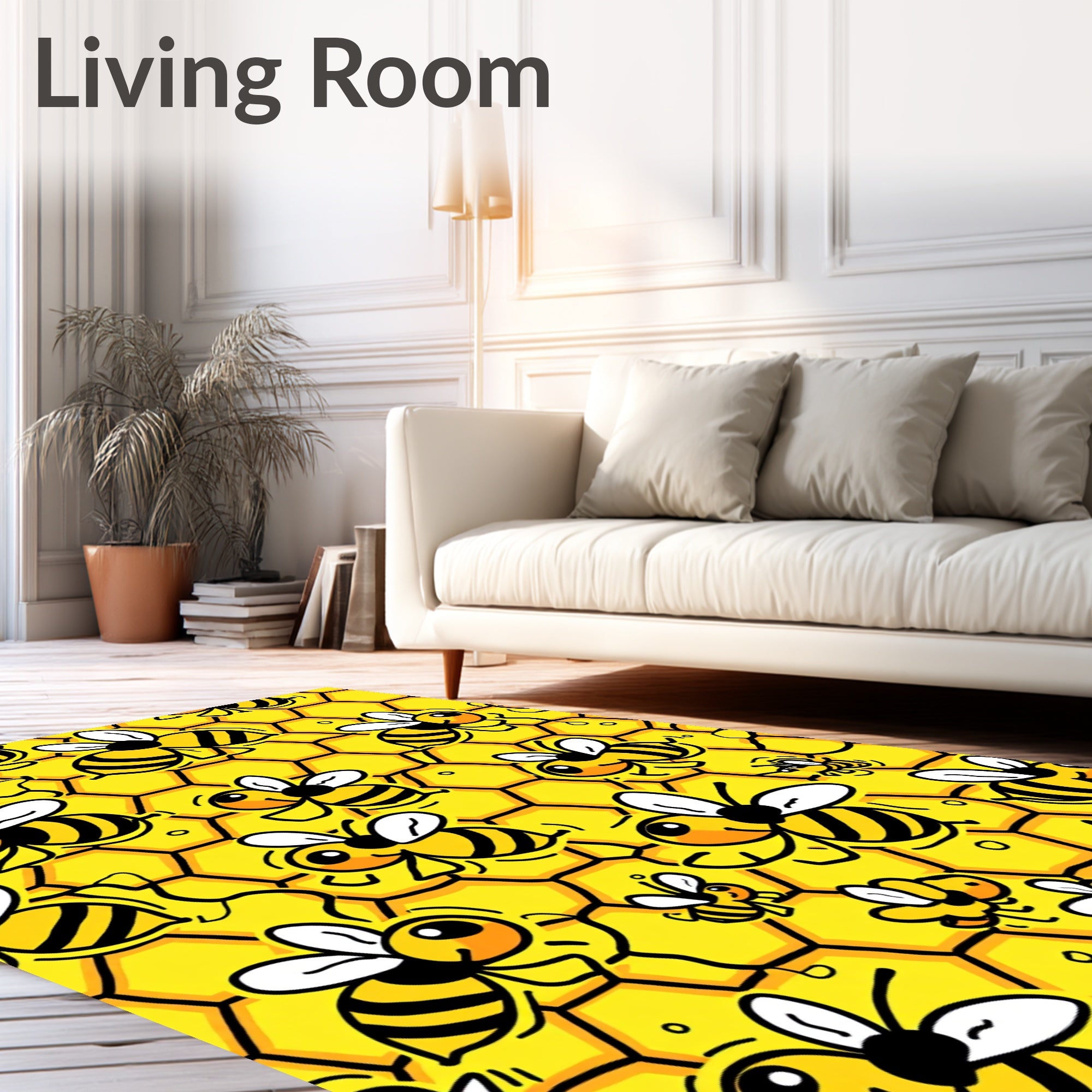 Happy Bees Honeycomb Swarm Rug
