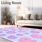 Whimsical Pink Purple Monster Collage Rug