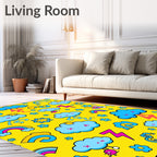 Bright Yellow Sky Cloud Rainbow Lightning Rug