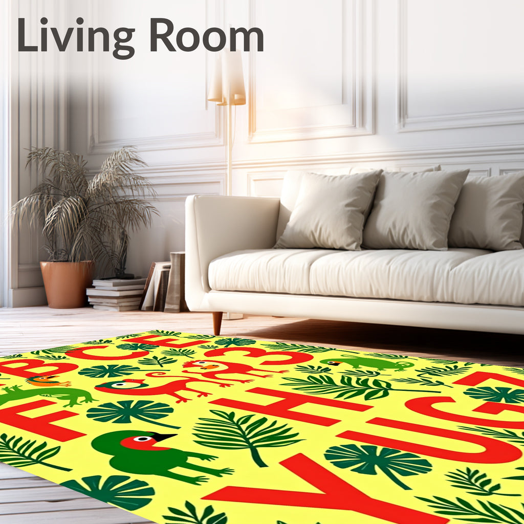 Bold Red Alphabet Jungle Animals Rug