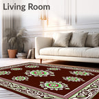 Rich Crimson Bloom Border With Accents Rug
