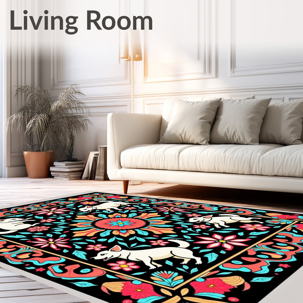 Vibrant Floral Dog Medallion Rug