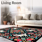 Vibrant Floral Dog Medallion Rug