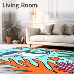 Happy Blue Shark Coral Reef Rug