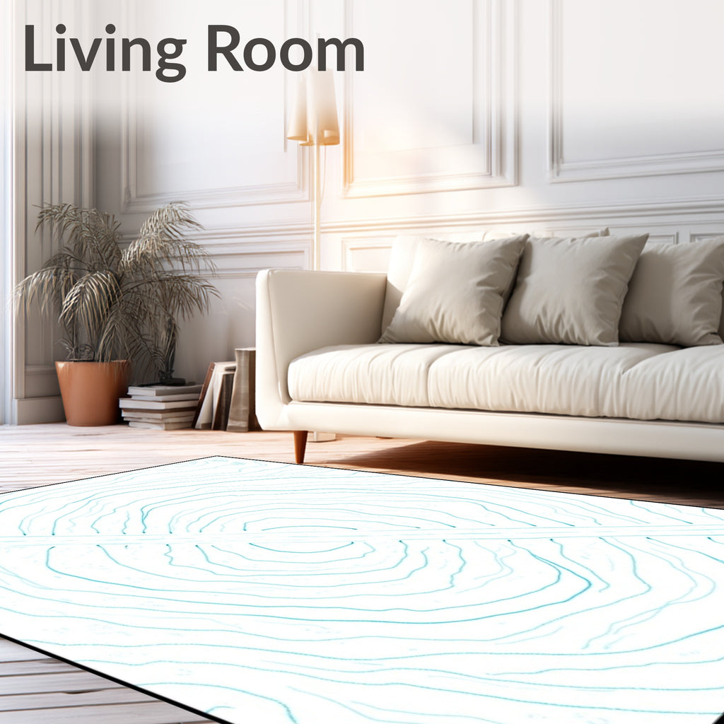Aqua Rippling Strokes Diagonal Band Rug