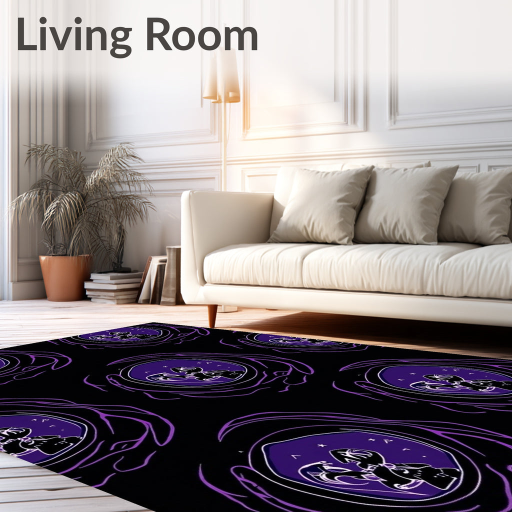 Dreamy Purple Swirl Portal Characters Rug