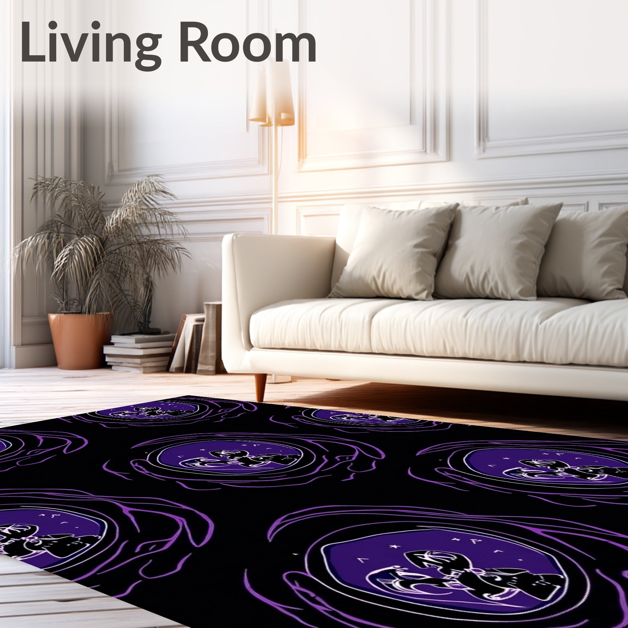 Dreamy Purple Swirl Portal Characters Rug